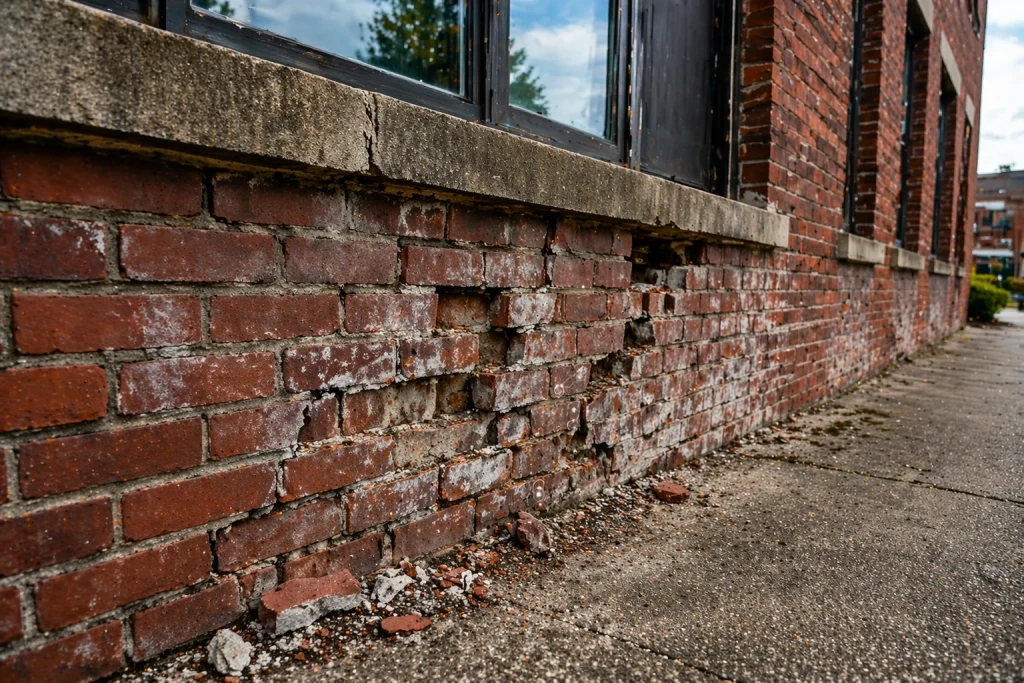 Damaged brick siding 